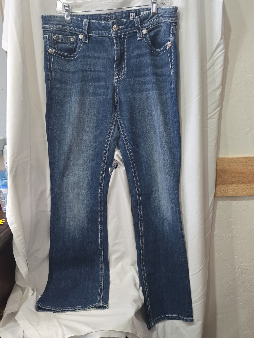 Miss Me Medium Blue Flare Jeans with Light Fade